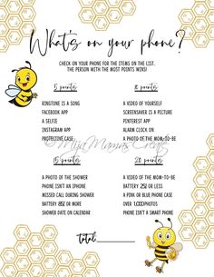 a yellow and black bee with the words what's on your phone?