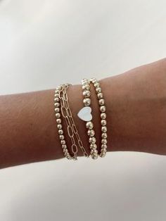 MEREDITH BRACELET – ALV Jewels Alv Jewels, Gold Ball Bracelet, Pearl Heart, Ball Bracelet, Jewelry Inspo, Heart On, Fit Check, Backpacking, Wrap Bracelet