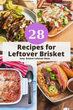 the cover of 28 recipes for leftover brisket, including meats and vegetables