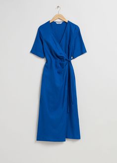 Midi Wrap Dress Wrap Dress Wedding Guest, Wrap London, Blue Wrap Dress, London Dress, Midi Wrap Dress, Blue Midi Dress, V Cut, Fashion Story, Womens Midi Dresses