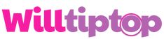 the words willtipop are in pink and purple letters on a white background,