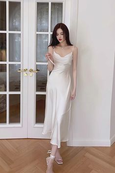 Ivory Dress/ Silk Dress/ Slip Dress/ Summer Dress/ Engagement - Etsy 22th Birthday, Silk Dresses Outfit, Slip Wedding Dress, Slip Dress Outfit, White Satin Dress, White Silk Dress, Dress Engagement, White Slip Dress, White Bridesmaid Dresses