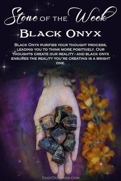 Black Onyx Mystical Black Jewelry For Healing, Black Onyx Meaning, Crystal Corner, Onyx Meaning, Sage Goddess, Crystal Magick, Crystal Shelves, Spiritual Crystals, Lucky Stone