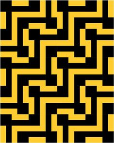 an abstract black and yellow pattern that looks like it is going to be made into a maze