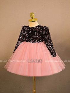 10% off now|Free shipping world-wide. Sequined Black And Pink Girls Party Dress Long Sleeved for Winter at GemGrace. Click to learn our pro custom-made service for wedding dress, formal dress. View #FlowerGirlDresses for more ideas. Long Sleeve Dress For Holiday Dress-up, Holiday Princess Sequin Dress, Holiday Princess Style Sequin Dress, Pink Princess Dress For Christmas Party, Party Season Contrast Sequin Dress For Dress-up, Long Sleeve Sequin Princess Dress For Dress-up, Party Season Sequin Dress With Contrast Sequin, Festive Long Sleeve Sequin Dress For Fall, Contrast Sequin Dress For Party Season