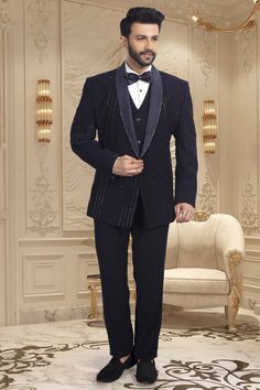 Get ready to wow in this TUXEDO-R14-S62! With stunning cutdana embroidery, this suit will have you standing out from the crowd. A true showstopper Get ready for all eyes to be on you! Embellished Notch Lapel Suits For Semi-formal Occasions, Elegant Formal Sherwani With Sequins, Festive Tailored Embellished Sets, Festive Embellished Tailored Sets, Embellished Semi-formal Suits, Semi-formal Embellished Notch Lapel Suits, Luxury Embellished Suit With Notch Lapel, Luxury Embellished Suits With Notch Lapel, Tailored Wedding Suits With Sequins