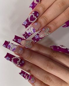 Long Acrylic Nails Coffin, Bling Acrylic Nails, Kawaii Nails, Pink Acrylic Nails, Dream Nails