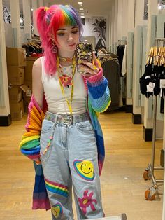 Kidcore Style Outfits, Madeleine Aesthetic, Kidcore Rainbow, Nails Indie, Trendy Shein Outfits, Bestie Hangout, Summer Work Outfits Office Casual