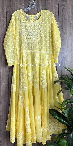 Beautiful and classic yoke Anarkali on soft cotton with a big flare. Hand embroidered Chikankari. Anarkali Length-52 inches Liner included. Chikankari Anarkali, Kurta Cotton, Western Outfits Women, Western Outfits, Anarkali, Womens Clothing Tops, Color Matching, Hand Embroidered, Style Me