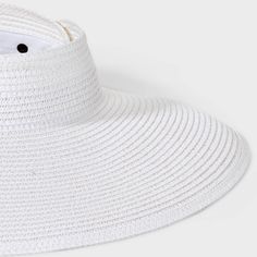 This Straw Visor Hat from Shade & Shore™ is sure to be your new summertime favorite. Made from midweight paper-blend material, this solid-color straw hat boasts a UPF 50+ rating as well as a stylish 4.75-inch brim to shield your face in style during gardening, boardwalk outings or leisurely town strolls. The visor hat has an adjustable snap-closure band at the back for a customizable fit and features a packable design making it convenient to bring it wherever your fun in the sun takes you. Shade Summer Visor With Upf 50+ And Curved Brim, Adjustable White Sun Straw Hat, White Straw Panama Hat For Beach Season, White Summer Straw Hat For Sunbathing, White Packable Sun Hat For Beach, White Packable Sun Hat For The Beach, White Summer Panama Hat For Outdoor, White Panama Hat For Beach Season Outdoor Activities, White Straw Sun Hat For Vacation