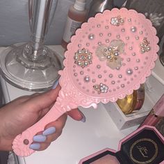 This Listing Is For The Hand Mirror Only Beautiful Accessory For Any Vanity Or Pink Lovers Rhinestone Hand Mirror, Wire Sunglasses, Sparkle Tights, Relic Watches, Unicorn Mask, Safari Green, Simulated Diamond Rings, Grey Leopard Print, Scarf Headband