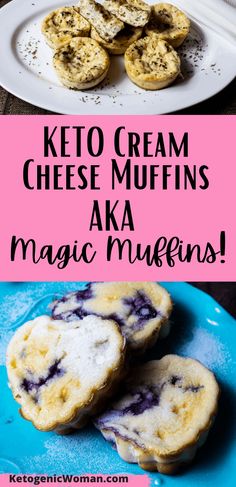 keto cream cheese muffins on a blue plate