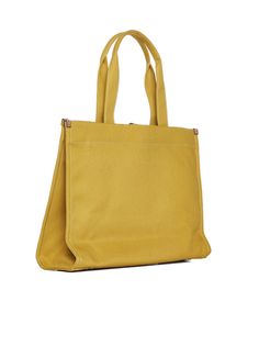 Body : Cotton 100%; Trim : Cotton 100%; Trim 2 : Polyurethane (PU) 100% Coated Canvas Box Bag For Shopping, Chic Coated Canvas Box Bag With Dust Bag, Elegant Coated Canvas Box Bag For Shopping, Office Bag With Removable Pouch In Coated Canvas, Gold Double Handle Shoulder Bag For Work, Yellow Office Bag With Top Carry Handle, Gold Satchel With Detachable Handle For Work, Gold Workwear Bag With Detachable Handle, Gold Bags With Detachable Handle For Work