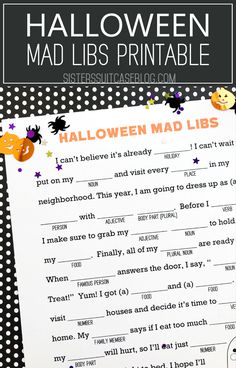 halloween mad - libs printable for kids to practice their reading skills and spelling