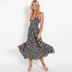 Fun & pretty is what this dress is. Gorgeous floral boho. V-neck Floral Print Maxi Dress For Beach, Casual Chiffon Maxi Dress Beach Cover-up, Flowy Casual Midi Dress For Beach Cover-up, Chic Flowy Floral Dress For Garden Party, Casual Flowy Midi Dress For Beach Cover-up, Chic V-neck Sundress For Vacation, Chic Ditsy Floral Print Dress, Chic V-neck Sundress For Spring, Spring Sundress With Ditsy Floral Print And Spaghetti Straps