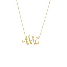 Gold / 3 Solid Script Monogram Pendant Necklace - Adina's Jewels Elegant Nameplate Initial Necklace For Anniversary, Formal Yellow Gold Name Necklace With Initial Pendant, Elegant Personalized Initial Necklace For Formal Occasions, 14k Gold Initial Pendant Name Necklace For Formal Occasions, Elegant Gold Initial Necklace With Name Detail, Formal 14k Gold Name Necklace With Initial Pendant, Classic Pendant Name Necklace For Anniversary, Luxury Initial Pendant Name Necklace As Gift, Classic Necklaces With Initial Pendant For Anniversary