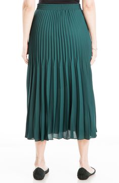 Crisp pleats give texture to a knee-length, midi skirt for an effortlessly chic and polished look. Shell is 100% polyester; lining is 65% polyester, 35% rayon Dry clean Imported Model stats: 5'10" height, 32" bust, 25" waist, 36" hip. Model is wearing size Small. Fall Fashion Outfits, Max Studio, Polished Look, Fall Fashion, Nordstrom Rack, Knee Length, Midi Skirt, Autumn Fashion, Dry Clean