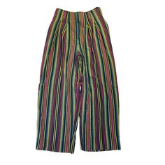 VTG 90s Streetwear Womens 3/4 Rainbow Stripe Cropped Harem Capri Pants Lagenlook Womens pants Women's size 3/4 Smoke free / pet friendly household Photos are part of the items description  Preowned Measurements 12.5 inch waist  12 inch rise 21.5 hips 23.5 inch inseam 35 inches top to bottom  Smoke free / pet friendly house hold Multicolor Rayon cotton   Check out my other items in my store! N 90s Style Baggy Wide Leg Pants, Baggy High Waist Multicolor Bottoms, Retro Baggy Wide-leg Bottoms, Retro Baggy Wide Leg Bottoms, Baggy 90s Style Pants For Spring, 90s Style Baggy Spring Pants, 90s Style Loose Fit Pants For Spring, 90s Baggy Pants For Spring, Multicolor Baggy High Waist Pants