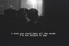 a person sitting in front of a window with the words i wish you could hear all the words i'm too afraid to say