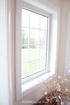 a vase filled with flowers sitting next to a window