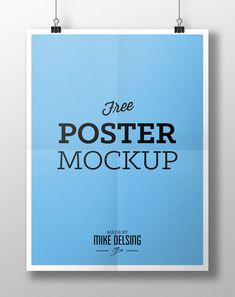 a blue poster with the words free poster mockup