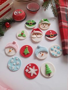 some christmas decorations are sitting on a table