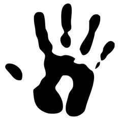 a black and white hand print on a white background