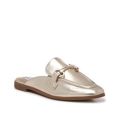 Steve Madden-Clapton Mule Slip into a shoe that is perfectly professional. The Clapton mules from Steve Madden feature a metallic bit accent, a stylish square moc toe, and a cutaway lip for an elegant touch to any look. Metallic Leather, Mule, Steve Madden, Gold Metal, Square, Leather, Gold