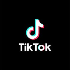 the logo for tiktok is shown on a black background with white and pink letters