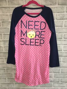 JUSTICE GIRLS - EMOJI - NIGHTGOWN  GIRLS SIZE 12  NEED MORE SLEEP  LONG SLEEVES GLITTER LETTERS GOOD USED CONDITION , THERE IS LOTS OF PILLING/WASH WEAR PLEASE CHECK OUT MY STORE FOR MANY MORE THINGS FOR SALE!!!!!!!!! BIN#17 Fun Long Sleeve Sleepwear For Pajama Party, Cute Printed Sleepwear For Sleepovers, Printed Long Sleeve Sleepwear For Sleepover, Cotton Graphic Print Sleepwear For Sleepovers, Cotton Sleepwear With Graphic Print For Sleepover, Cute Cotton Long Sleeve Nightgown, Cute Cotton Nightgown With Long Sleeves, Cute Cotton Nightgown For Sleep, Long Sleeve Sleepwear With Graphic Print