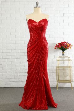 Sequins Prom Dress, Mermaid Sweetheart, Dress With Sequins, Formal Wear Dresses, Prom Dress Stores, Sequin Prom Dress, Evening Dresses Cocktail, Red Sequin, Candy Pink