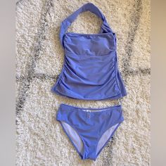 Lavender Two Piece Swimwear Size Medium Ruched Sides Nwt Pretty One Piece Swimsuit, Lavender Clothes, Dress Bathing Suits, Modest Swimsuits For Women, Modest Bikinis, Full Swimsuit, Aesthetic Bikinis, Cute Tankinis, Aesthetic Swimsuit