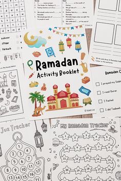 the rama activity booklet is laying on top of some other activities for kids to do