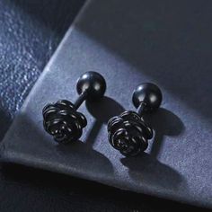 Black Rose Stud Earrings For Men Women Punk Retro Rock Jewelry Stainless Steel | eBay Grunge Earrings Studs, Grunge Stud Earrings, Black Punk Earrings For Alternative Fashion, Black Punk Metal Earrings, Goddess Of Fortune, Edgy Skull-shaped Earrings For Gift, Stud Earrings For Men, Earrings For Men, Rose Stud Earrings