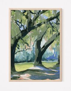 a painting of a tree in the middle of a field