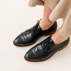 Emilia Cap Toe Oxford Black Mule Sneakers, Old Shoes, Loafer Mules, Mean It, Sneaker Heels, Leather Care, Slip On Sneakers, Everyday Essentials Products, Kids Shoes