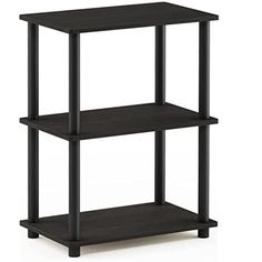 three tiered shelf unit in black