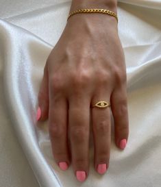 Evil Eye Ring Gold, Evil Eye Ring, Eye Ring, Cz Stone, Evil Eye, Gold Vermeil, Spice Things Up, Nail Inspo, Jewelry Box