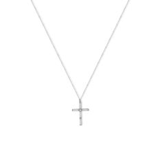 Length: 18" Extender: 2" Lobster clasp closure 18k Gold-Plated Sterling Silver / .925 Sterling Silver Cubic Zirconia Stones Classic Clavicle Chain Necklace With Cross Pendant, Classic Cross Clavicle Chain Necklace, Classic Cross Pendant Jewelry With Adjustable Chain, Classic Cross Pendant Clavicle Necklace, Sterling Silver Necklace With Delicate Cross Pendant, Minimalist Clavicle Chain Crucifix Jewelry, Everyday Silver Crucifix Jewelry, Fine Sterling Silver Crucifix Necklace, Silver Crucifix Necklace For Everyday