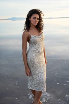 Simple Slip Dress, Wedding Aesthetics, Poppy Dress, Summer Campaign, Jenny Yoo, Coastal Chic, Body Inspiration, Little White Dresses, Sequin Fabric