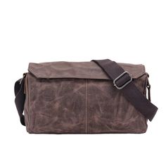 Waxed Canvas Messenger Bag Vintage Casual Rectangular Canvas Bag With Adjustable Strap For Outdoor Activities, Rectangular Canvas Bag With Adjustable Strap For Outdoor, Outdoor Canvas Bag With Adjustable Strap And Rectangular Shape, Outdoor Rectangular Canvas Bag With Adjustable Strap, Outdoor Shoulder Bag In Coated Canvas With Waxed Finish, Brown Large Capacity Canvas Bag For Outdoor Activities, Large Capacity Brown Canvas Bag For Outdoor Activities, Rugged Canvas Shoulder Bag For Everyday Use, Brown Satchel Saddle Bag For Outdoor