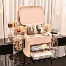 Makeup Storage Containers, Table Transparente, Vanity Decor, Cosmetic Storage