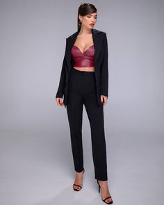 Fabric: High quality suiting fabric crepe 65% Cotton, 35% Polyester Included: Jacket and pants Wide-lapel Single-breasted High-rise pants Fitting: Regular-Fit Lining option: Fully-Lined Jacket vent: No vent Jacket length: 69 cm/ 27 in Sleeves length: 62 cm/ 24,4 in Pants length (inseam): 100 cm/ 39,3 in Chic Evening Suits With High-waisted Pants, Structured Fitted Pantsuit For Party, Chic High-waisted Evening Suits, Fitted Tuxedo-style Structured Pantsuit, Fitted Tuxedo Style Structured Pantsuit, Structured Tuxedo Style Fitted Pantsuit, Elegant Notch Lapel Pantsuit For Night Out, Fitted Notch Lapel Sets For Night Out, Elegant Pantsuit With Suit Collar For Night Out