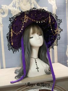 Starry Sky of Polar Night Purple Witch Hat Female Wizard Costume, Star Witch Costume, Wizard Halloween Costume, Cute Witch Hat, Star Witch, Purple Witch Hat, Witch Purple, Purple Witch, Witch Cosplay