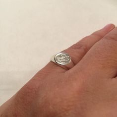 "Pinky ring, Engraved ring, Initial Ring, Personalized Ring Engraved Signet ring with Round Seal- sterling silver or Best quality 18k Gold Plate Engraved 1-3 letter Diameter: 0.7 mm = 0.27\" Please note in the \"notes to seller\" at checkout. : * state your ring size * letter you want to appear The product will arrive to you packed in gift box and padded envelope to maintain the product Our jewelry are water resistant and comes with 1 year warranty Thank you for your interest. Please check out o Symbolic Stamped Signet Ring In Sterling Silver, Symbolic Stamped Sterling Silver Signet Ring, Symbolic Sterling Silver Stamped Signet Ring, Fine Sterling Silver Initial Ring For Anniversary, Sterling Silver Initial Ring For Anniversary, Fine Jewelry Sterling Silver Initial Ring For Anniversary, Silver Signet Ring Stamped 925 For Everyday, Sterling Silver Initial Ring For Wedding, Personalized Silver Initial Ring Fine Jewelry