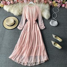 Materials: other Materials: other Color: purple, khaki, white, apricot, yellow, pink Narrow Waist, Elegant Clothes, Dress Women Elegant, Dress With Long Sleeves, Negative Feedback, Chiffon Dress, Color Purple, Customer Satisfaction, Apricot