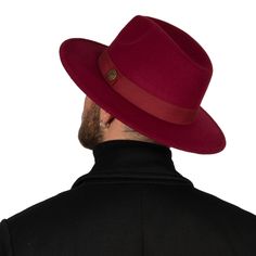 Our handmade winter fedora hats are chic and stylish accessories for every occasions.  They are classic accessories with their vintage styles for winter / fall day and night.  They are also great gift for her and for him.   They have internal drawstring for adjustable fit from 55 cm to 59 cm. Our faux felt fedoras are unisex and looks perfect for everyone.  Color : Burgundy  Brim size : 7 cm ( 2.75") Crown : 12.7 cm (5") Ribbon : 3 cm grosgrain ribbon You can brush with softly brush and wipe wit Classic Burgundy Hat With Flat Brim, Red Fedora With Short Brim For Winter, Red Winter Fedora With Short Brim, Red Short Brim Fedora For Winter, Burgundy Winter Fedora With Short Brim, Classic Burgundy Hat With Curved Brim, Burgundy Short Brim Fedora For Winter, Winter Burgundy Short Brim Hat, Red Curved Brim Fedora For Winter