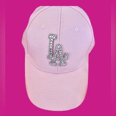 New La Pink Hat, Lettering Is Sparkly & Beautiful & The Hat Is The Perfect Light Pink. La Hat Pink, Silver Adjustable Cap, Adjustable Silver Cap, Silver Adjustable Snapback Baseball Cap, Adjustable Silver Snapback Baseball Cap, Adjustable Silver Baseball Cap, Silver Adjustable Baseball Cap, Trendy Silver Adjustable Hat, Trendy Adjustable Silver Hat