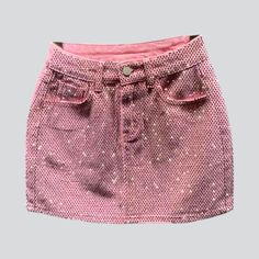 Make a bold statement and be an icon of the 2023 Summer modern with our Rhinestone Embellished Colorful Denim Skirt! This Y2K-style mini mid-waist skirt is the perfect way to stand out from the crowd and look effortlessly stylish.Why You'll Fall In Love: Y2K Vibes: Embrace the legendary fashion of the millennium with this skirt. a symbol of youthful exuberance and chic sophistication. Mini & Mid-Waist: Look chic and feel comfortable with its mini silhouette and mid-waist fit. Rhinestone Embellis Cotton High Waist Mini Skirt For Night Out, High-waisted Cotton Mini Skirt For Night Out, High Waist Cotton Mini Skirt For Night Out, Pink Denim Mini Skirt For Summer, Trendy Cotton Denim Skirt For Night Out, Trendy Pink Denim Skirt, Pink Denim Mini Length Bottoms, Summer Party Denim Skirt, Spring Party Denim Skirt