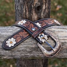 Prairie Blossom Embossed Leather Belt Leather Belt Designs, Custom Belts, Blue Flower Design, Tooled Leather Belts, Antique Aesthetic, Handmade Leather Belt, Leather Floral, Handcrafted Accessories, Hand Tooled Leather